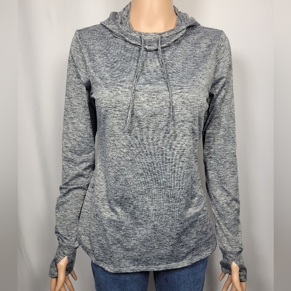 Reebok Womens Gray Hoodie with Thumb Holes - Picture 1 of 13